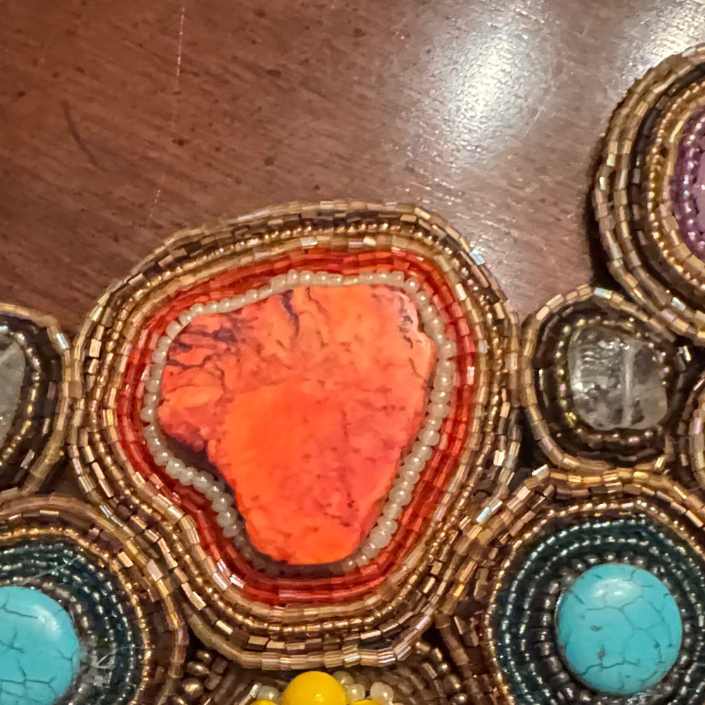 Bohemian Multicolor Beaded Bib Necklace by Natasha - Picture 5 of 13